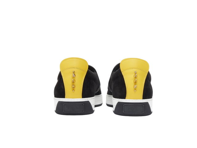 Fendi Fendi Monster Slip On Sneakers Black In Leather And Suede - view 4