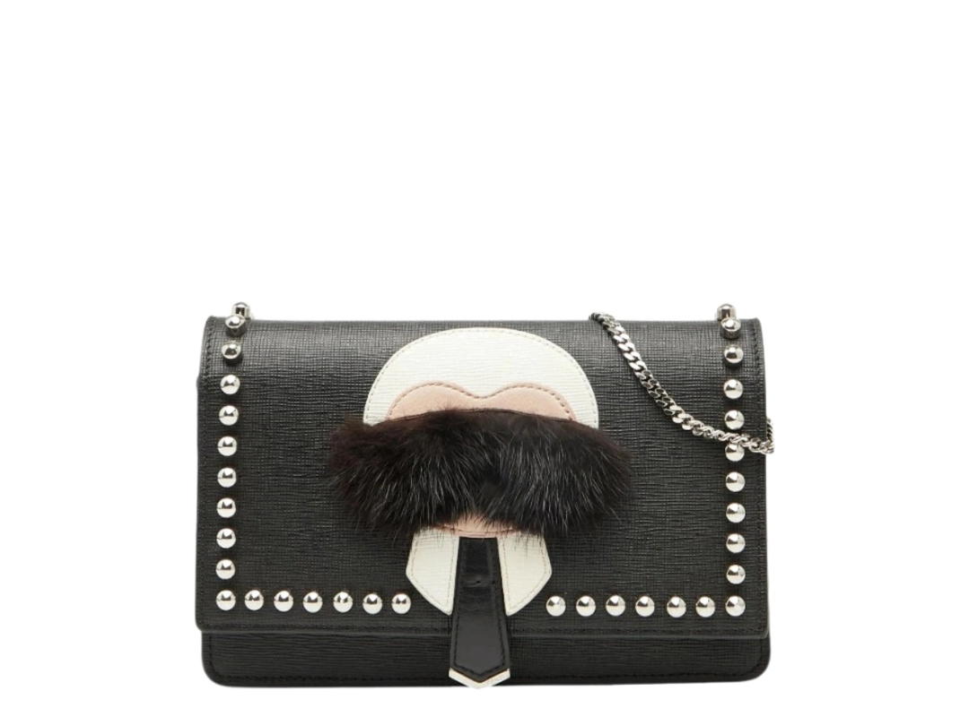 Fendi Fendi Studded Karlito Chain Wallet Black