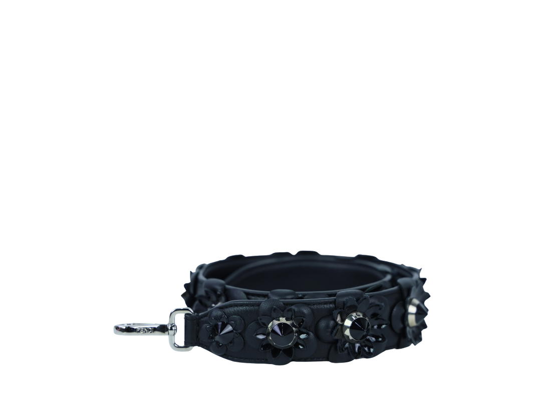 Fendi Fendi Flowerland Studded You Bag Strap Black