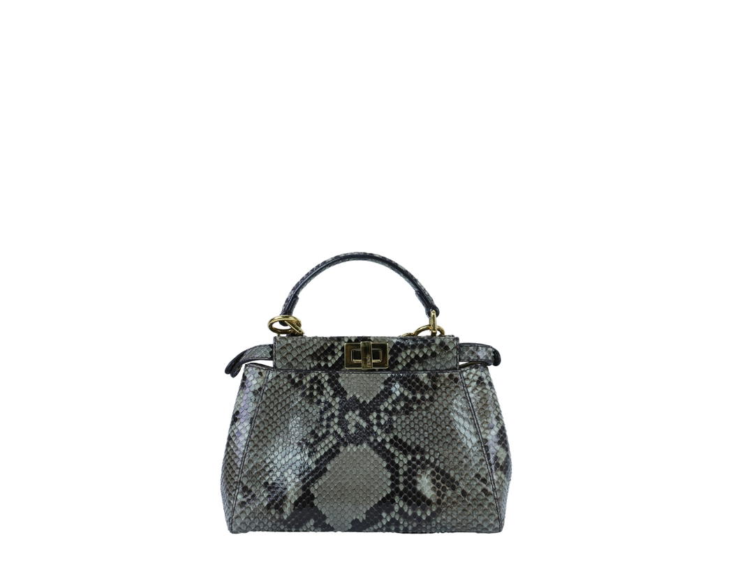 Fendi Fendi Peekaboo Handle Bag Green Grey