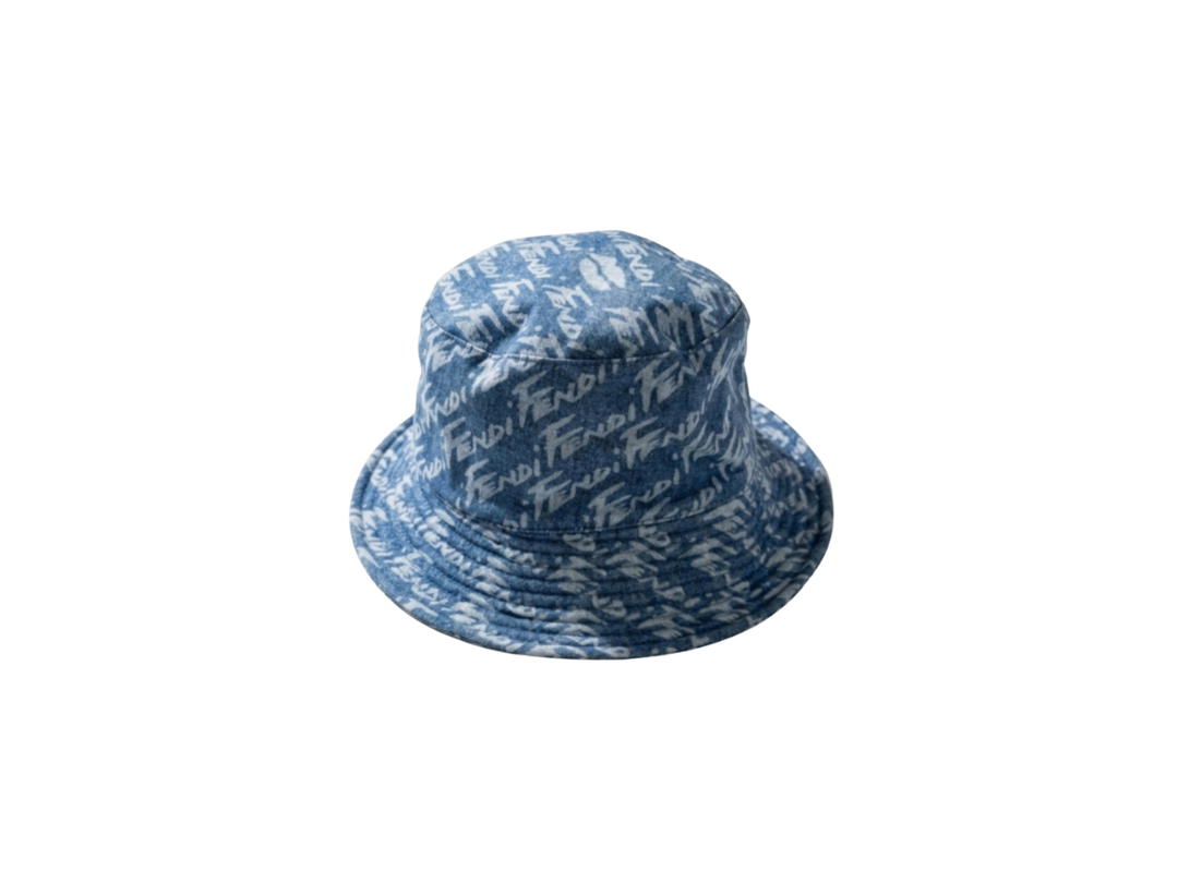 Fendi Fendi Brush Lettering Denim Bucket Hat Blue