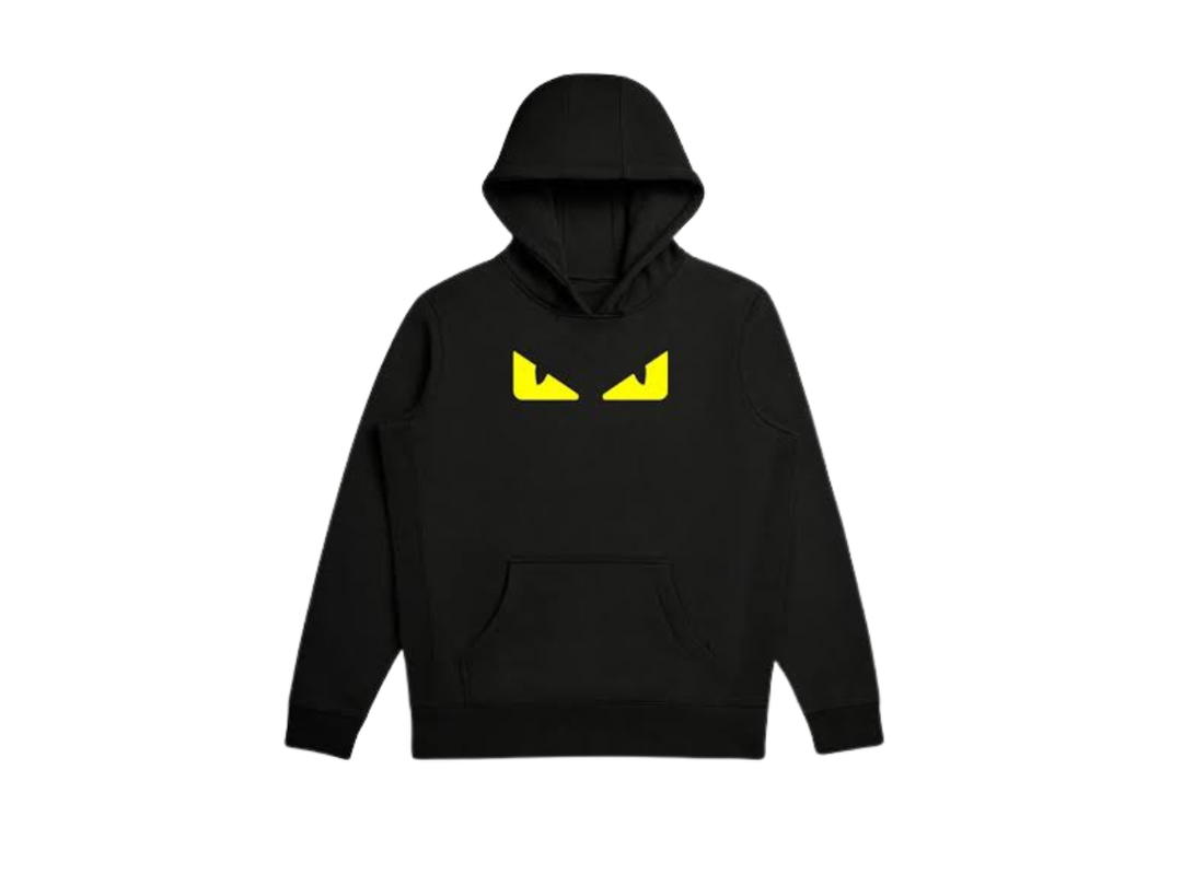 Fendi Fendi Cotton Printed Hoodie Eye Design Black