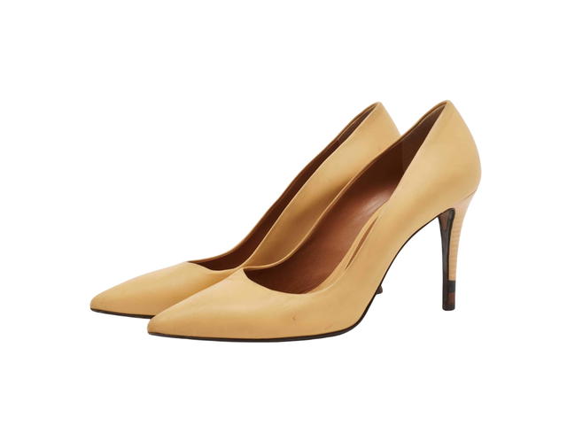 Fendi Fendi Leather Pointed Toe Pumps Yellow (Woman's) - view 2