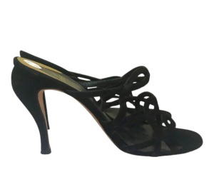 Buy Fendi Suede Strappy Baroque Suede Heels Sandals Mules Shoes Black  (W) at Sasom – Authentic and Ready to Ship