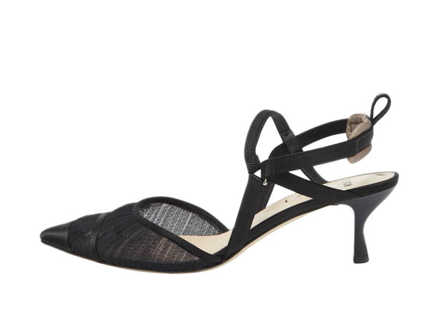 Fendi Fendi Tulle And Satin Colibri Lite Slingback Sandals Black (Women's) - view 2