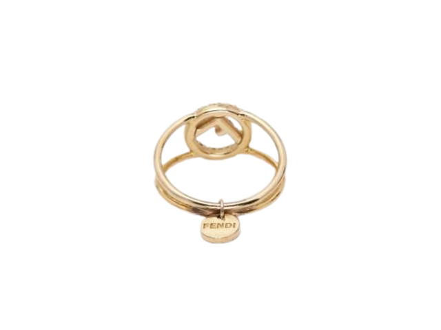Fendi Fendi F is Fendi Crystal Logo Gold Tone Ring Gold - view 2