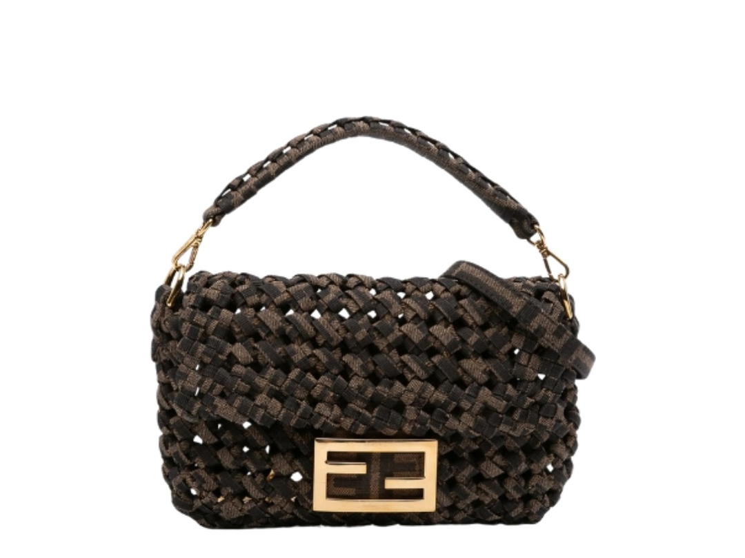 Fendi Fendi Baguette Satchel Canvas Zucca Black Brown
