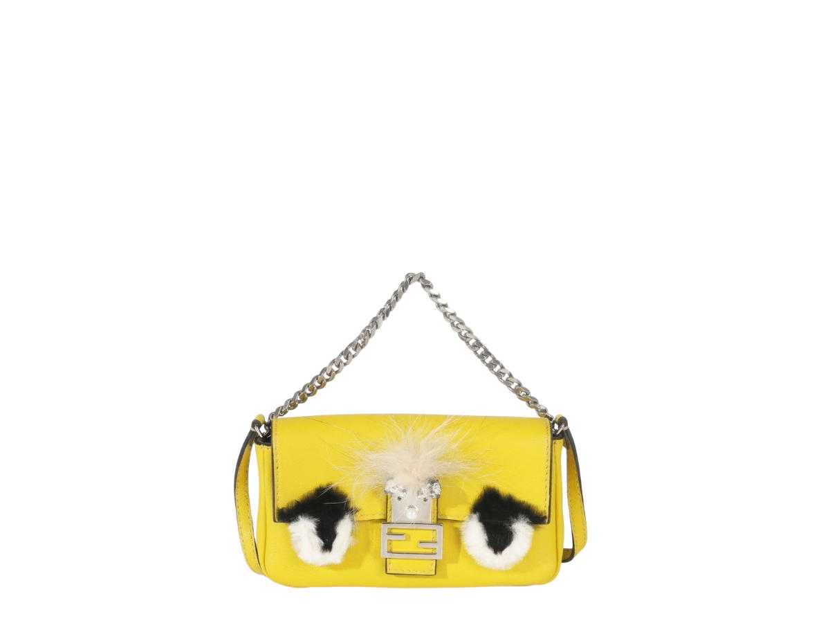 Fendi Fendi Fox Fur Buggie Micro Baguette Yellow