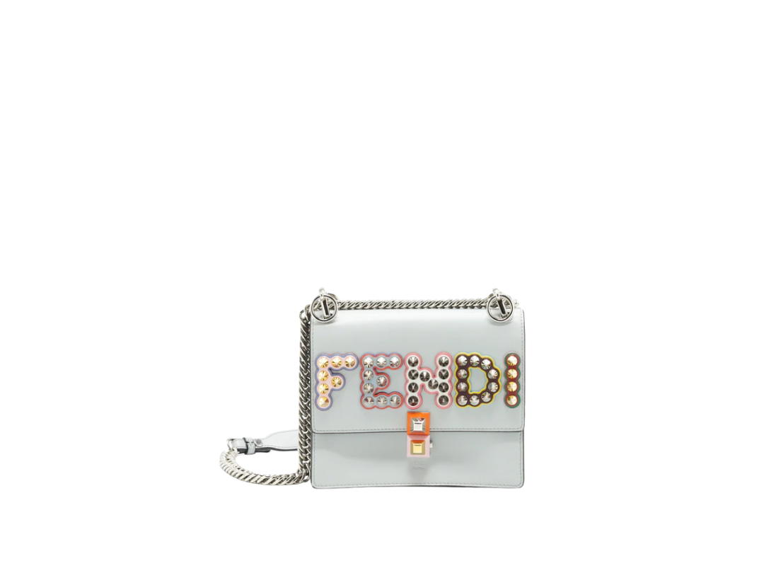 Fendi Fendi Kan I Studded Shoulder Bag Light Blue Multicolour