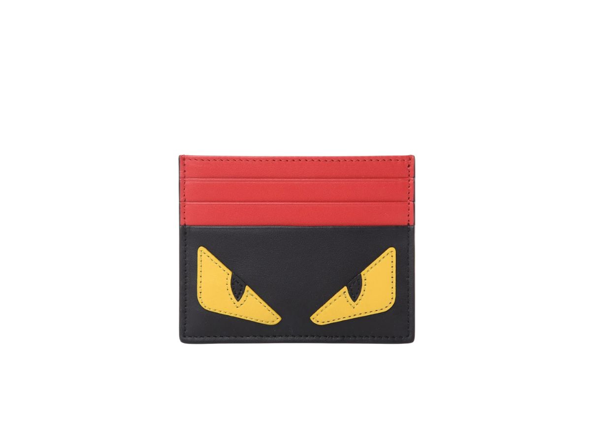 Fendi Fendi Itello Century Monster Eyes Inlay Card Holder Black Giallo Rosso