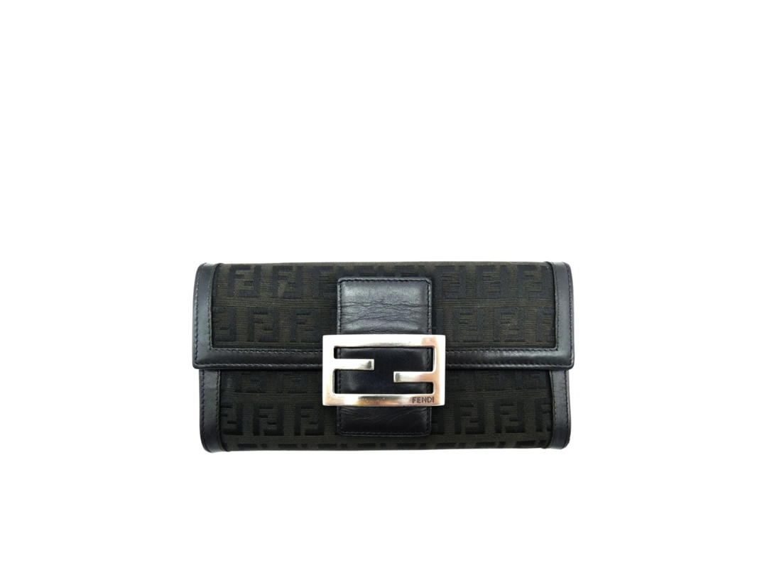 Fendi Fendi Zucca Brown Leather Long Continental Wallet