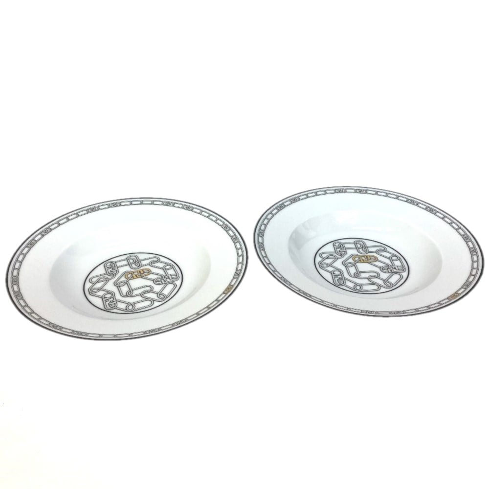 Fendi FENDI 7AC046 Porcelain Tableware Set of 2 Pairs Orlock plate 2 piece set Unused