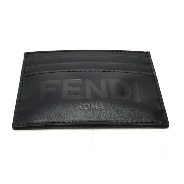 Fendi FENDI 7M0164 logo Business Card Holder Pass Case Card Case Leather Black Unused - view 4