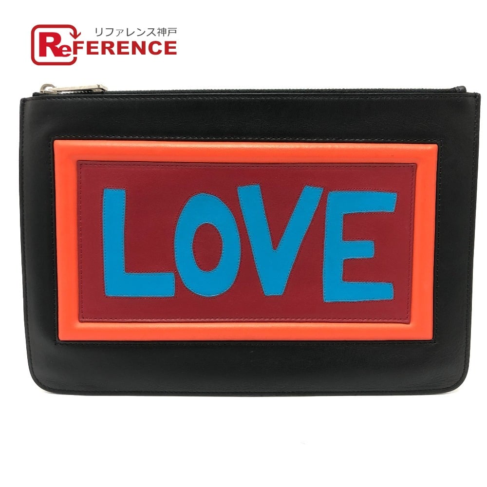 Fendi FENDI 7N0078 LOVE Clutch bag Leather Black/Multicolore