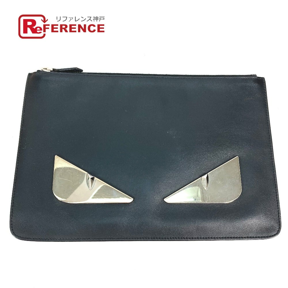 Fendi FENDI 7N0078 Monster Bugs pouch bag Clutch bag Leather Black
