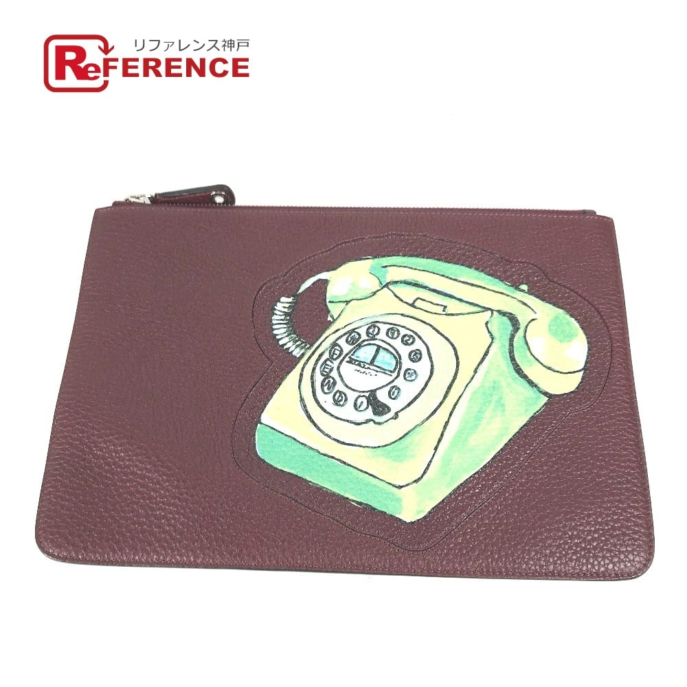 Fendi FENDI 7N0078 Pouch Telephone Design Clutch bag Leather BrownBased