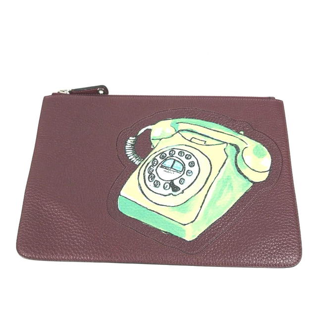 Fendi FENDI 7N0078 Pouch Telephone Design Clutch bag Leather BrownBased - view 2