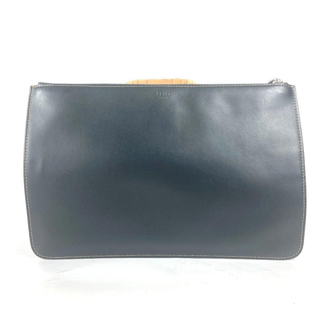 Fendi FENDI 7N0078 Pouch Zucca logo Bag Clutch bag Leather Black/Brown - view 3