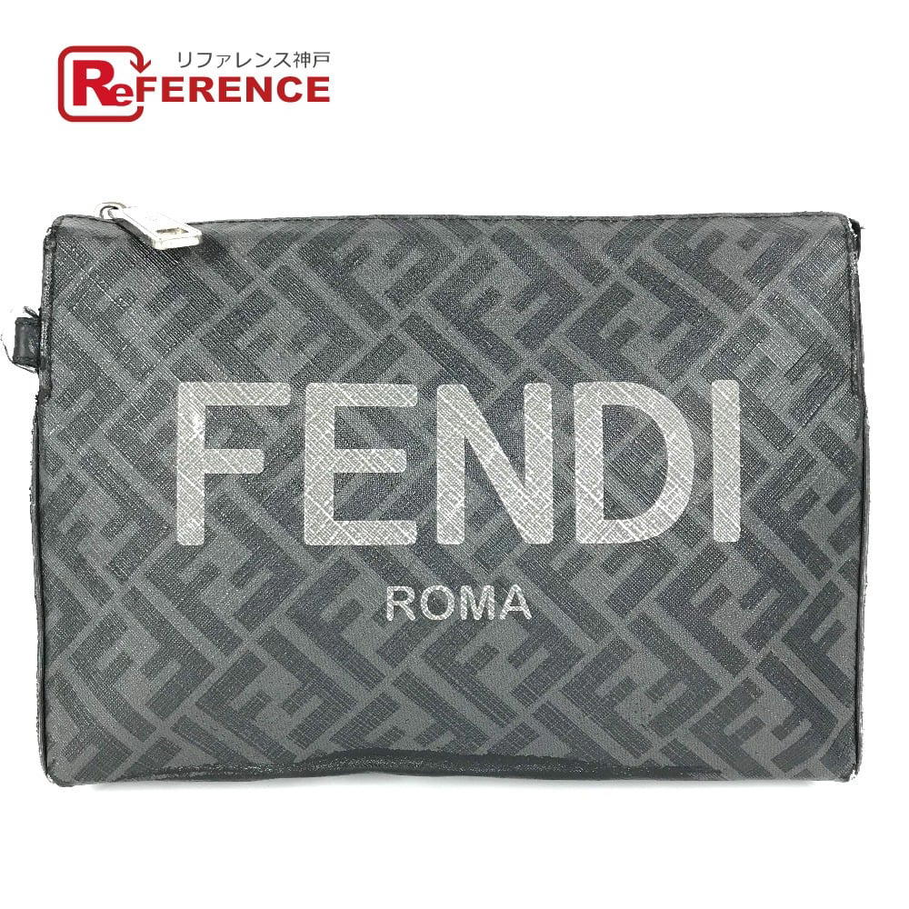 Fendi FENDI 7VA564 Logo Zucca pouch bag Clutch bag Leather/PVC Black/gray