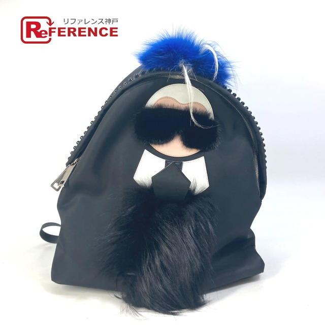 Fendi FENDI 7VZ016 backpack bag Karl Lagerfeld fur studs Backpack Nylon Black/blue - view 1