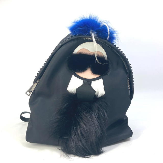 Fendi FENDI 7VZ016 backpack bag Karl Lagerfeld fur studs Backpack Nylon Black/blue - view 2
