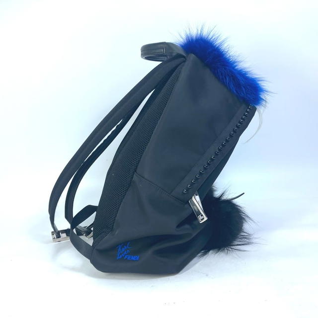 Fendi FENDI 7VZ016 backpack bag Karl Lagerfeld fur studs Backpack Nylon Black/blue - view 4