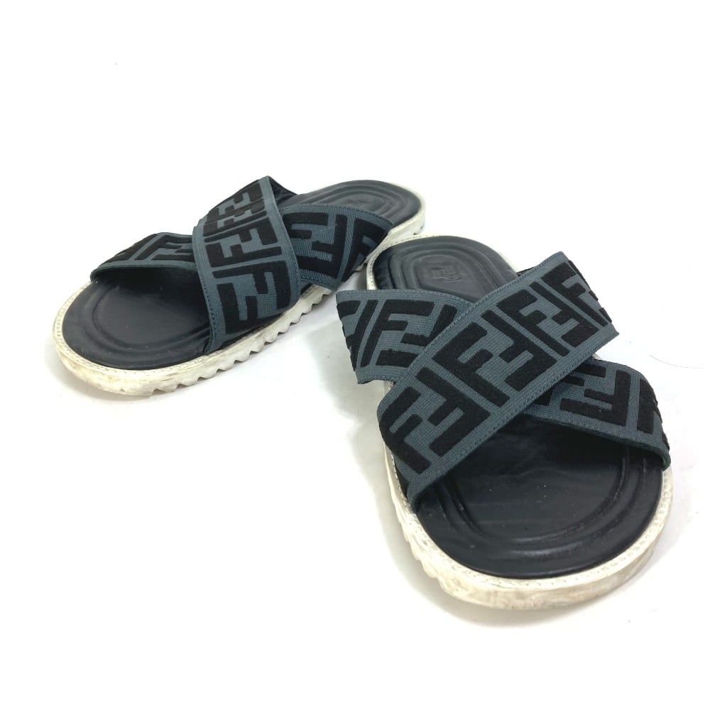 Fendi FENDI 7X1222 Zucca belt shoes Sandals Canvas/Leather Black/gray