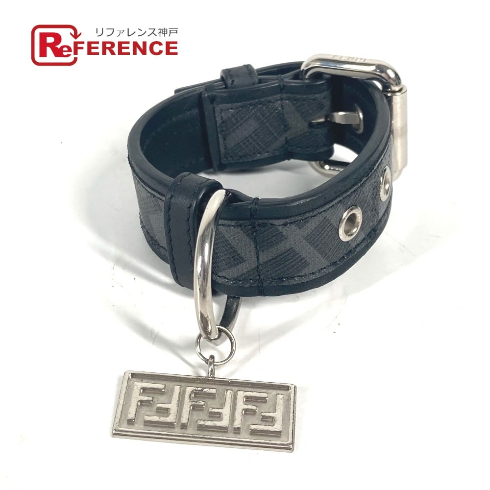 Fendi FENDI 8AC016 zucca dog collar dog pet Accessories Dogs Collar Leather Black/gray