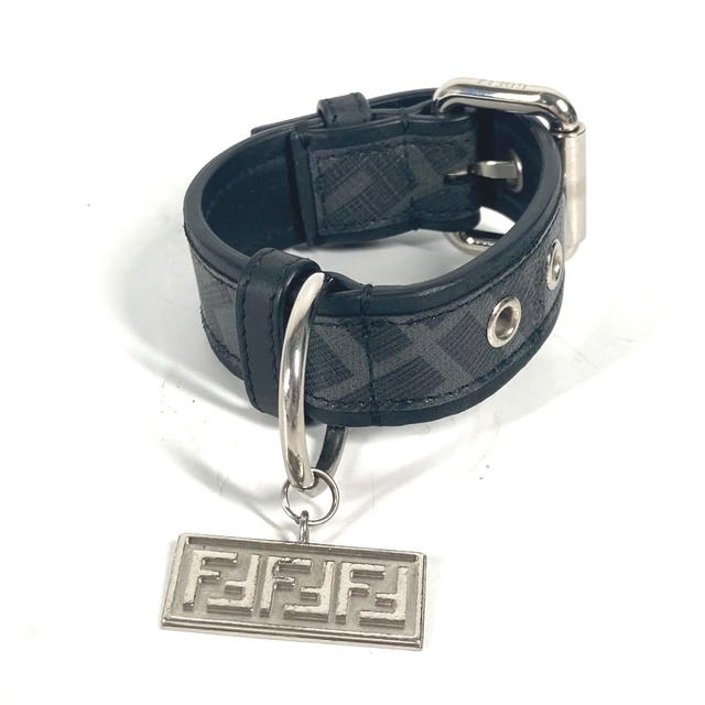 Fendi FENDI 8AC016 zucca dog collar dog pet Accessories Dogs Collar Leather Black/gray - view 2