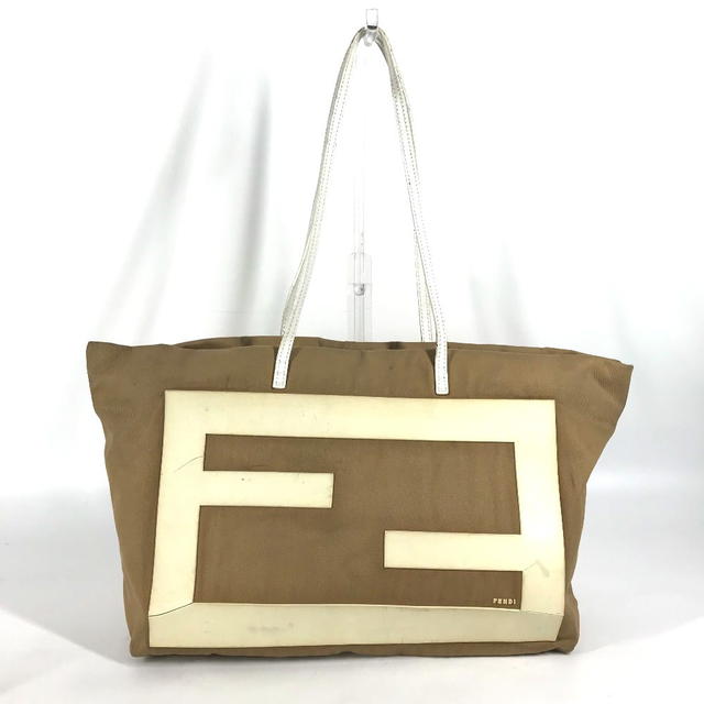 Fendi FENDI 8BH185 FF logo Big logo Tote Bag Shoulder Bag Canvas / rubber Beige/White - view 2