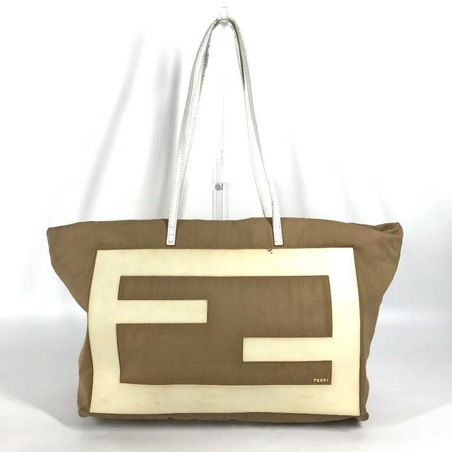 Fendi FENDI 8BH185 FF logo Big logo Tote Bag Shoulder Bag Canvas / rubber Beige/White - view 3