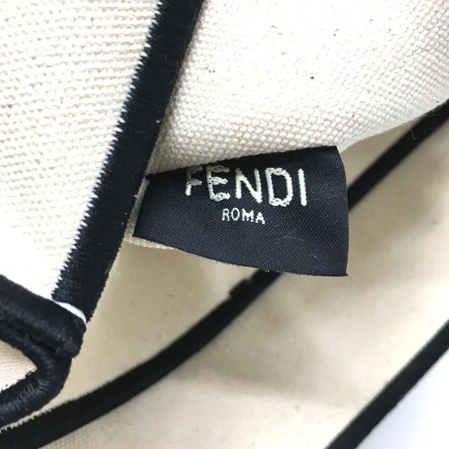 Fendi FENDI 8BH379 Logo Rome Shopper Large Tote Bag Canvas Beige x Black - view 5