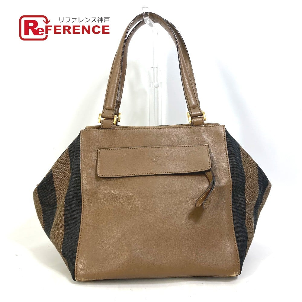 Fendi FENDI 8BN251 Pecan Shoulder Bag Hand Bag Leather/Canvas / suede Brown/Black