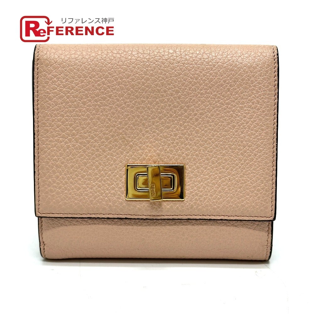 Fendi FENDI 8M0438 Peekaboo Wallet Folded wallet Leather pink