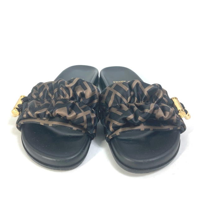 Fendi FENDI 8X8142 Sandals Pool Sandals Feel Slide Pleated Zucca polyester Brown/Black - view 2