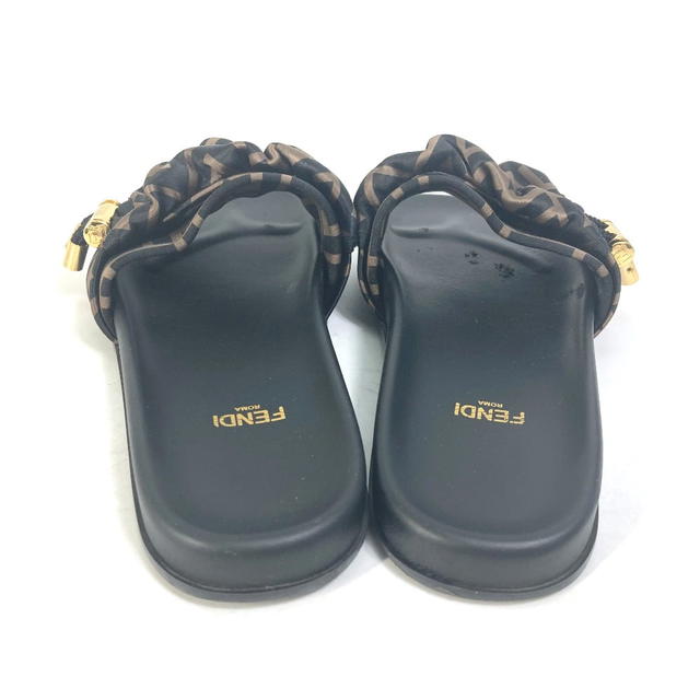 Fendi FENDI 8X8142 Sandals Pool Sandals Feel Slide Pleated Zucca polyester Brown/Black - view 3