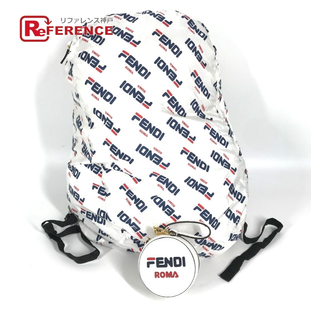 Fendi FENDI backpack bag FILA collaboration With porch Backpack Nylon White/Navy x Red