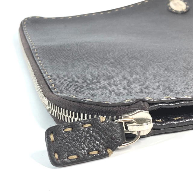 Fendi FENDI bag pouch Selleria L-shaped fastener Clutch bag Leather Dark brown - view 3