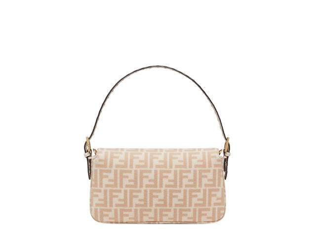 Fendi Fendi Baguette 1997 In Beige FF Wool Bag With Gold-Finish Metalware - view 2