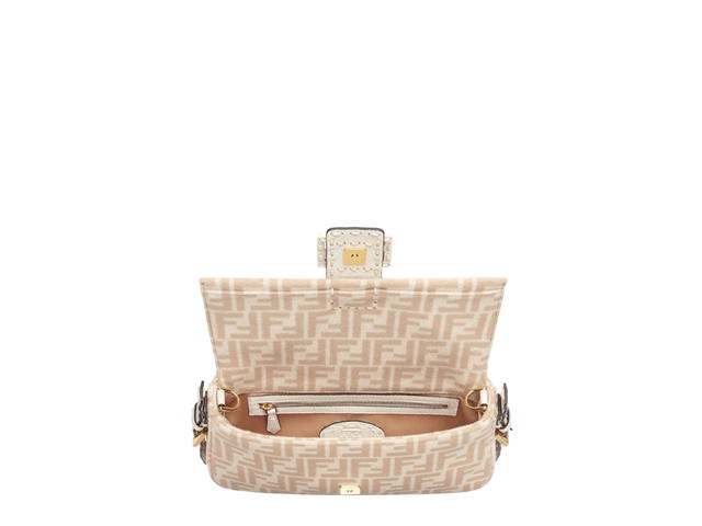 Fendi Fendi Baguette 1997 In Beige FF Wool Bag With Gold-Finish Metalware - view 3