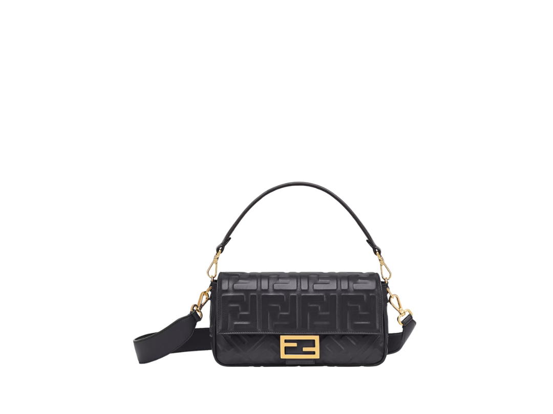 Fendi Fendi Baguette Bag In Soft Nappa Leather With Gold-Finish Metalware Black