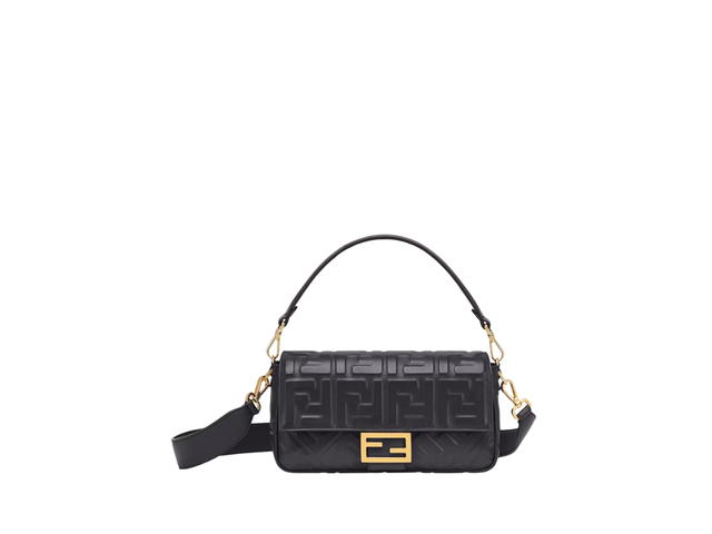 Fendi Fendi Baguette Bag In Soft Nappa Leather With Gold-Finish Metalware Black - view 1