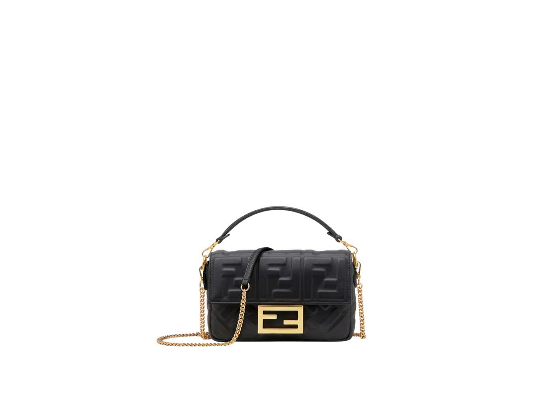 Fendi Fendi Baguette Mini In Black Soft Nappa Leather With Gold-Finish Metalware