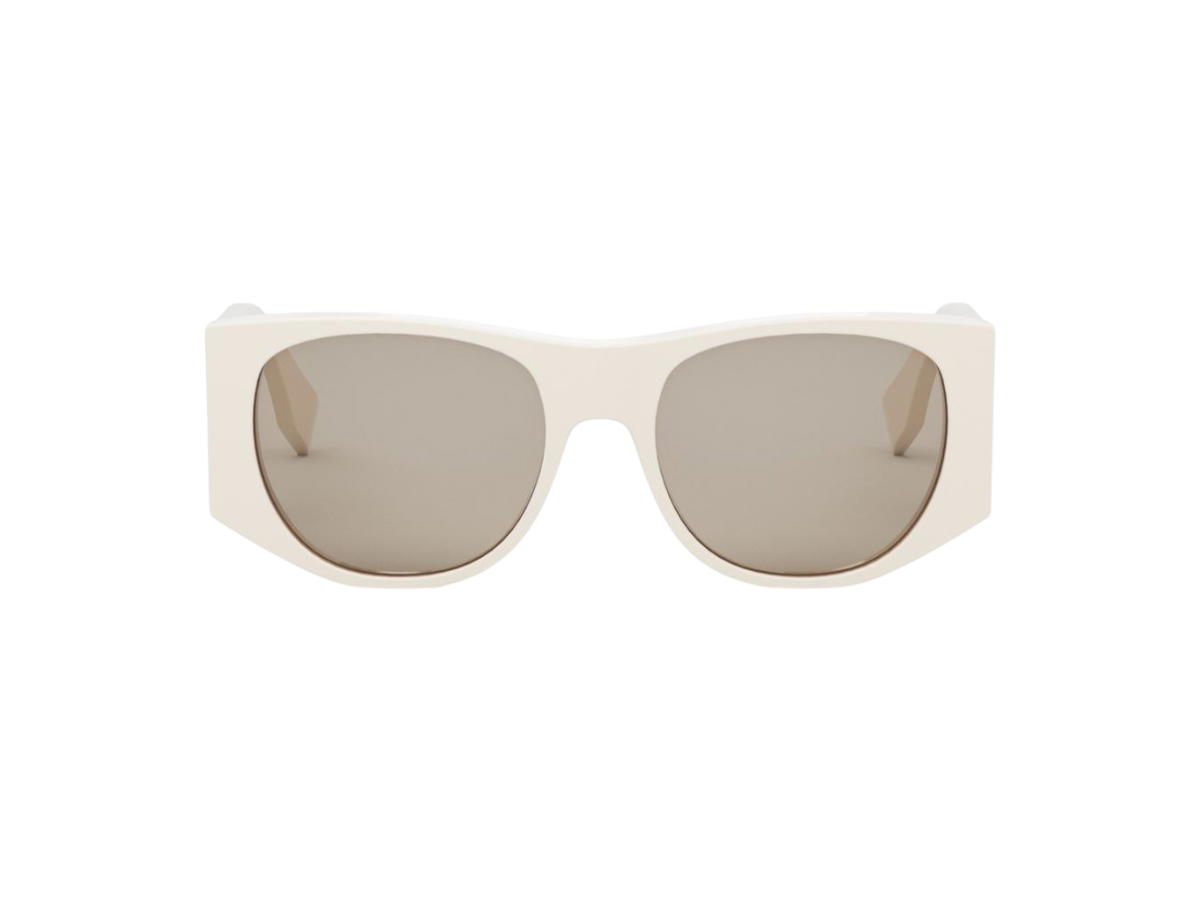 Fendi Fendi Baguette Sunglasses FE40109I-25E In Ivory Acetate Frame-Baguette Logo Silver Trim With Grey Gradient Lenses