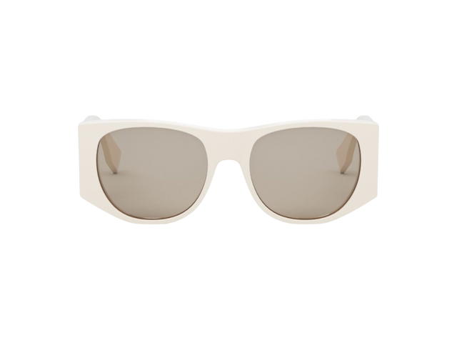 Fendi Fendi Baguette Sunglasses FE40109I-25E In Ivory Acetate Frame-Baguette Logo Silver Trim With Grey Gradient Lenses - view 1