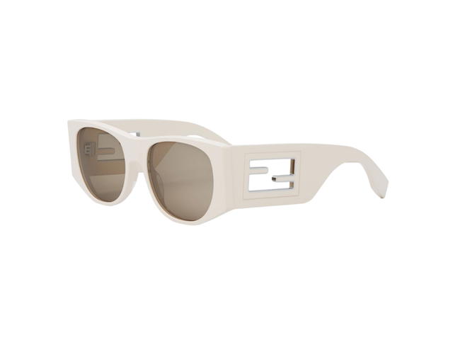 Fendi Fendi Baguette Sunglasses FE40109I-25E In Ivory Acetate Frame-Baguette Logo Silver Trim With Grey Gradient Lenses - view 2