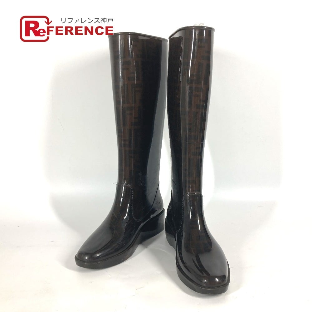 Fendi FENDI Boots Shoes Long Boots Zucca rain boots Rain shoes rubber Brown