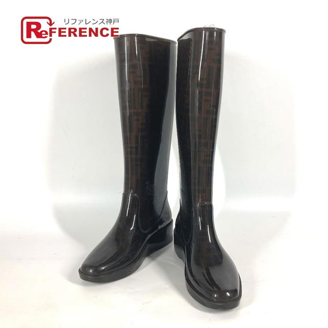 Fendi FENDI Boots Shoes Long Boots Zucca rain boots Rain shoes rubber Brown - view 1