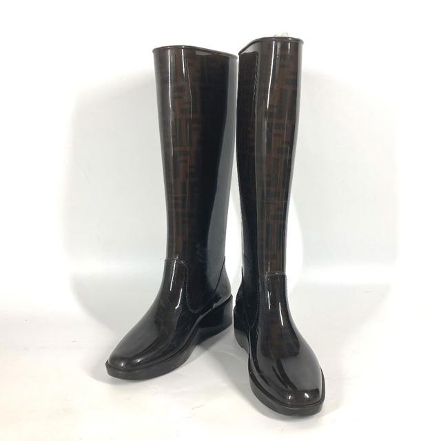Fendi FENDI Boots Shoes Long Boots Zucca rain boots Rain shoes rubber Brown - view 2
