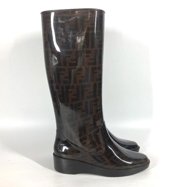 Fendi FENDI Boots Shoes Long Boots Zucca rain boots Rain shoes rubber Brown - view 5